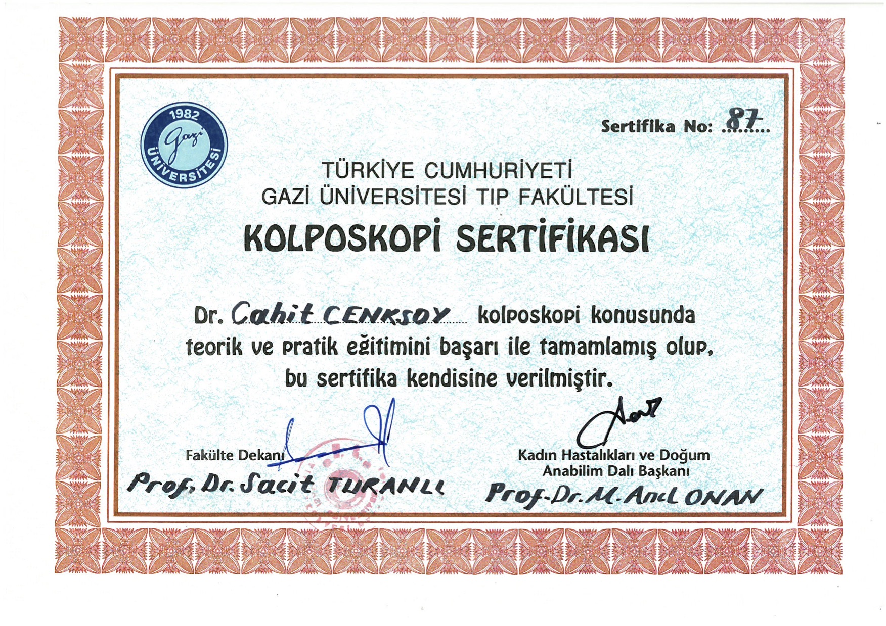 Certificate for Endoscopy